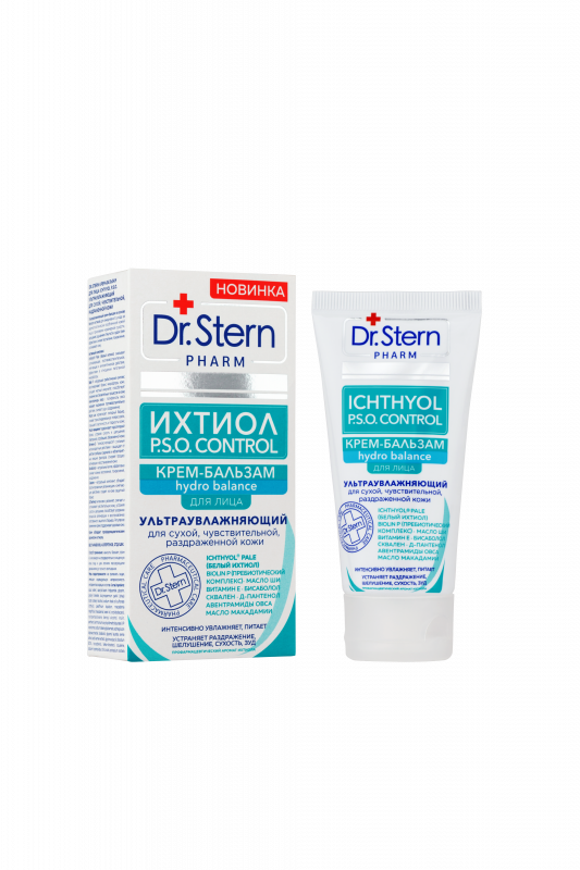 Dr.Stern Крем-бальзам для лица Ichthyol P.S.O. ультраувлажняющий для сухой, чувствительной, раздраженной кожи, 50мл