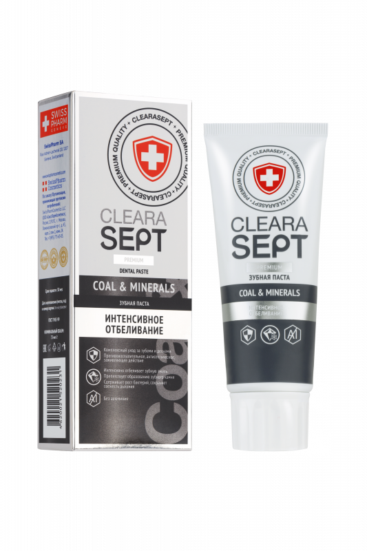 ClearaSept Зубная паста COAL & MINERALS «Интенсивное отбеливание», 75мл
