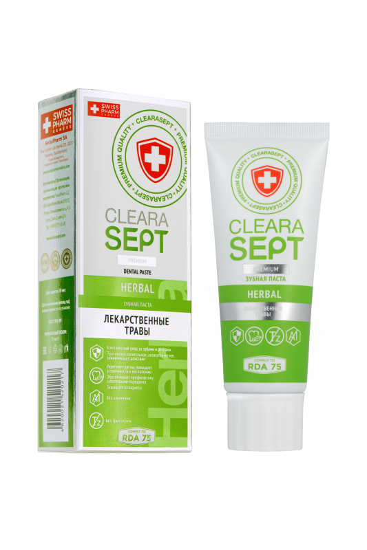 ClearaSept Зубная паста HERBAL «Лекарственные травы»,75мл